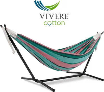 Produktbild von VIVERE Hängematte aus Baumwolle mit Gestell 250 cm – 200 kg Belastung - Wassermelone