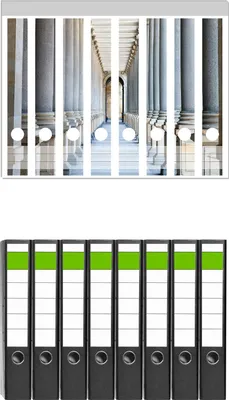 Produktbild von Wallario 8 Stück schmale Ordner inkl. Klebeetiketten mit Motive Säulengang -  Set mit Rückenschildern / Ordnerrücken Stickern