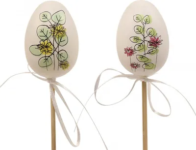 Produktbild von Ostereier Plastik Pflanzenstecker 12er Set - Osterdeko, Frühlingsdeko, Blumenschmuck, 12 Stück