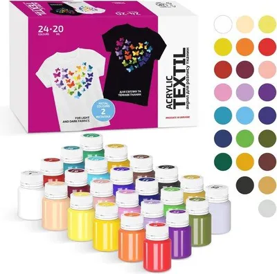 Produktbild von Famanu Textilfarbe Set 24x20 ml - Permanente Acrylfarben für Schuhe und Kleidung