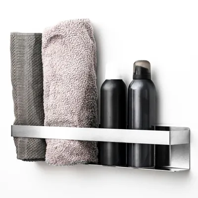 Produktbild von ELMOWO - Edelstahl Handtuchregal ohne Bohren für 5 Handtücher silber - Handtuchhalter für das Bad auch als Duschablage - Handtuchhalterung Badezimmer