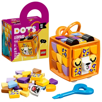Produktbild von LEGO 41929 DOTS Taschenanhänger Leopard Bastelset für Mädchen und Jungen, Schlüsselanhänger zum Basteln