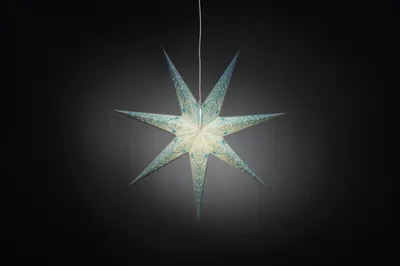 Immagine prodotto di Konstsmide - Stella di carta blu, perforata e ricamata in blu, 7 punti, incl. cavo di collegamento con interruttore on/off, senza lampadina, portalampada E14, 230V, interno, cavo bianco ; 2982-400