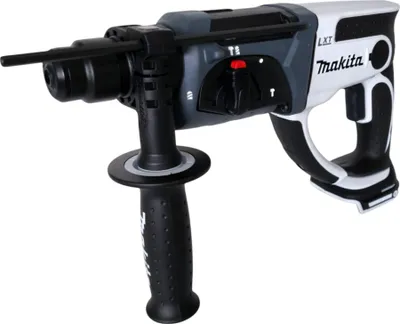 A studio shot of a cordless rotary hammer drill.