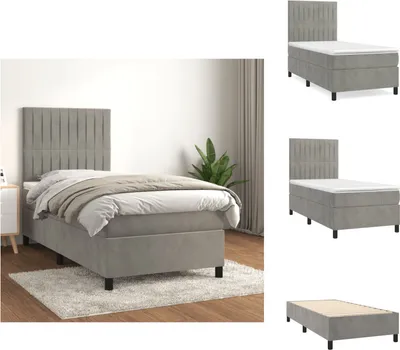Produktbild von vidaXL Boxspringbett mit Matratze Hellgrau 100x200 cm Samt -  Betten & Bettgestelle