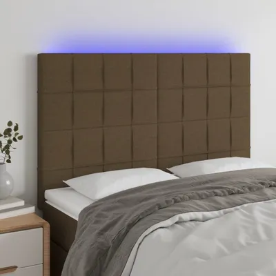 Produktbild von The Living Store LED Kopfteil Dunkelbraun 144x5x118/128 cm Stoff