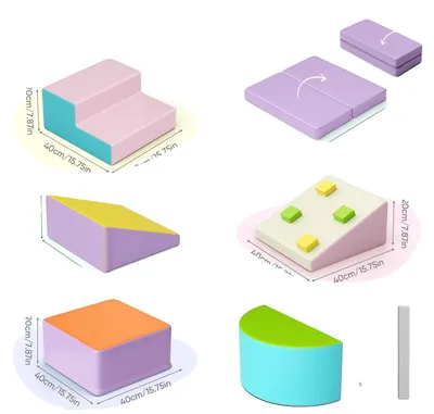 Obrázek produktu pro Sada bloků z pěny, 7 kusů, modulární design, bezpečné pro malé děti, barva: fialová