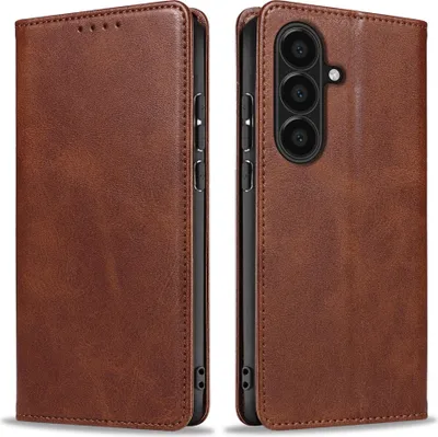 Produktbild von Handyhülle für Samsung Galaxy A57 5G Kunstleder Flip Cover Hülle Handytasche Case Kartenfach Farbe: Dunkelbraun