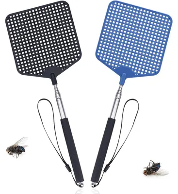 Produktbild von Ausziehbare Fliegenklatsche 2 Stück, Teleskop, Schwarz/Blau, bis 73 cm