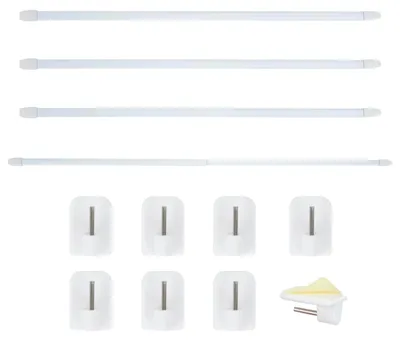 Vorhangstangen 4er-Set ausziehbar 40-70 cm selbstklebend