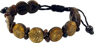 Produktbild von Buddhistisches Armband Ashtamangala - Braun Modell 4, Yak-Knochen, Armreifen & Armbänder Modeschmuck
