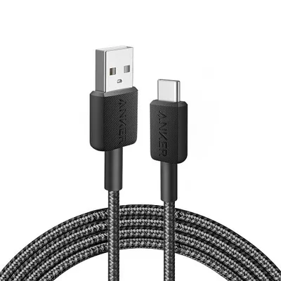 Image de Câble d'alimentation et de données Anker, USB-A (M) vers USB Type-C (M), 0,9 m, taux de transfert 480 Mbps, gaine en nylon tressé, Noir, "A81H5G11"