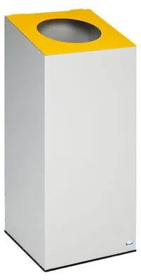Produktbild von Robuster & modularer Wertstoffsammler mit runder Einwurföffnung | 100 Liter, HxBxT 89x38x38cm | Verzinkter Stahl | Lichtgrau/Gelb