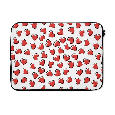 Produktbild von MuchoWow® Laptop Hülle 13 Zoll Valentinstag - Herz - Muster Laptoptasche - Laptophülle - Sleeve - Rundumschutz