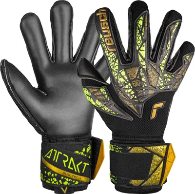 Image de Gants de gardien de but Reusch Attrakt Duo Finger Support avec Evolution Negative Cut 7739 black/gold/yellow/black 11