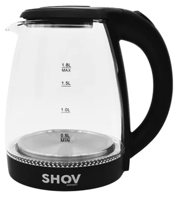 Glaskocher 1,8 l, 1500 W, 360°-Basis, Trockengehschutz, Schwarz