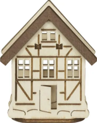 Produktbild von Aufsteck- Holz-Dekohaus für Weihnachtsbaumbeleuchtungen und Lichterbögen BxHxT 5,5x6,5x3cm NEU