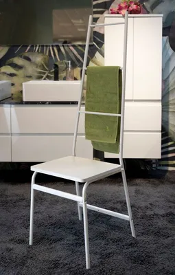 Produktbild von Herrendiener Kleiderstuhl Stummer Diener Metall weiß mit Sitzfläche