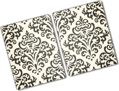 Produktbild von Tulup Glas Herdabdeckplatte - 2x40x52 cm - Glaskeramikkochfeld-Abdeckung Spritzschutz Glasabdeckplatte Kochplattenabdeckung und Schneidebrett - Zweiteilig - Sonstige - Ornamente - Braun