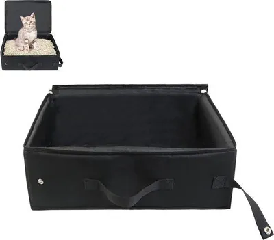 Image de Bac à litière portable - bac à litière étanche pour l'intérieur et l'extérieur - pour la maison, le camping et les voyages - noir