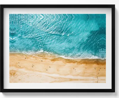 Produktbild von Strand und Meer– Wandbild mit Rahmen – Gerahmtes Bild  – Wanddekoration – 80x60 cm –  Schwarz Rahmen