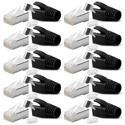 Produktbild von 10x Netzwerkstecker CAT7 CAT6 CAT6A RJ45 Netzwerk Stecker vergoldete Kontakte