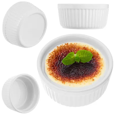Produktbild von KADAX Souffle Förmchen ⌀ 11 cm, 1 Stück, Creme Brulee Schälchen, Souffleformen aus Porzellan, ofenfeste Auflaufförmchen, mini Dessertschalen (Weiß)