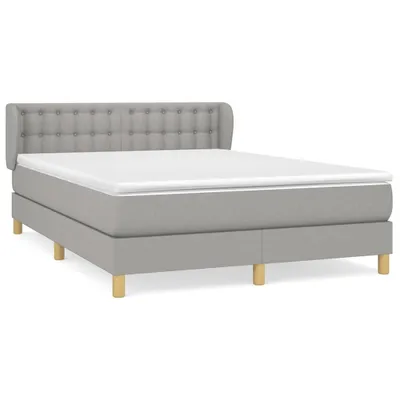 Produktbild von Boxspringbett mit Matratze Hellgrau 140x200 cm Stoff