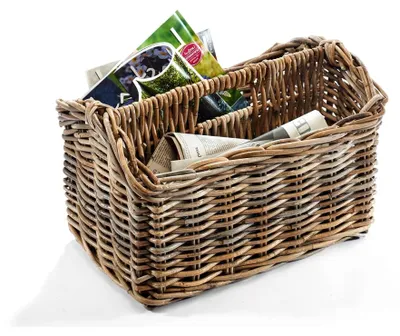 Produktbild von Zeitungsständer Magazinsammler Zeitschriftenkorb aus Rattan - kubu grey - 2 Fächer