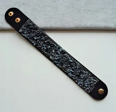 Immagine prodotto di Bracciale Nero Largo Con Pietre E Clip