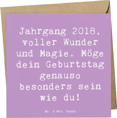 Produktbild von Mr. & Mrs. Panda Grußkarte Spruch 2018 Geburtstag - Lavendeltraum - Geschenk, Klappkarte, Glückwunschkarte, Geburtstagskind, Geboren am, faltkarte, besonderer Tag, Feier