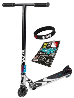 Imagen del producto de SOKE 1511, patinete freestyle XTR Phantom, edición Chrome, color plateado y