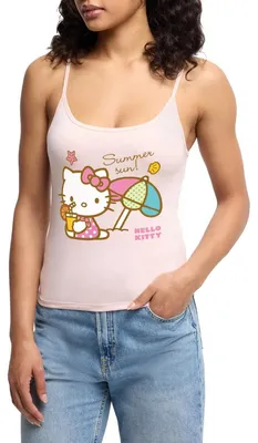 Produktbild von Spreadshirt Hello Kitty Am Strand Summer Sun Frauen Premium Organic Top mit Spaghettiträgern, XXL, Puderrosa