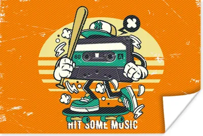 Produktbild von MuchoWow® Poster Kassettenkassetten - Baseballschläger - Vintage 90x60 cm - Schlafzimmer