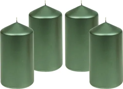 Produktbild von 4er Set Adventskranzkerzen "Edelglanz" Schilf 15 x 7,7 cm, Qualitäts Kerzen, Tropffrei, Rußfrei