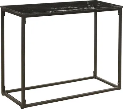 Produktbild von Casa Padrino Luxus Konsole Schwarz 100 x 35 x H. 75 cm - Metall Konsolentisch mit Mamorplatte - Wohnzimmer Möbel - Luxus Möbel