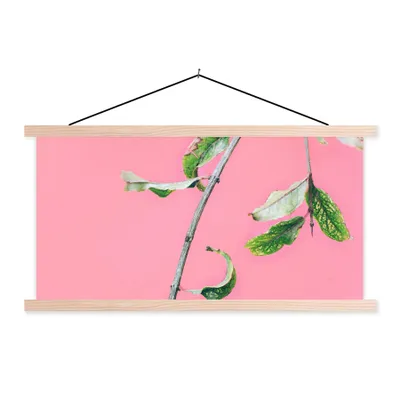 Produktbild von MuchoWow® Textilposter Pflanzen - Sommer - Rosa 60x30 cm mit holzfarbenen Rahmen - Dekoration
