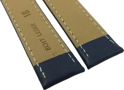 Produktbild von Minott Uhrenarmband 18mm Ton in Ton Naht > Leder blau > glatt > flach, Stegbreite:18mm, Schließe:Gelbgolden