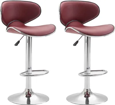 Produktbild von TPFLiving 2er Set Barhocker Las Palmas Gestell Metall in Chromoptik Kunstleder Bordeauxrot