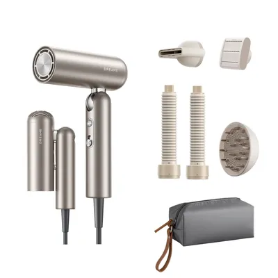 Produktbild von Dreame Pocket Pro 2 Haartrockner,3 klappbare Formen,300g,110K U/min Motor,300M negative Ionen/cm³,konstant 57°C,40s NTC-Trocknung,Gold