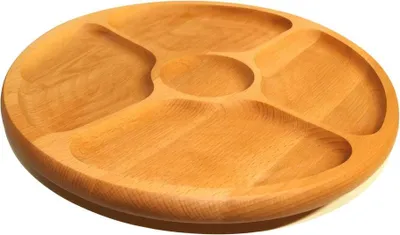 Image de Plateau tournant pour servir fromages et charcuteries 4 COMPARTIMENTS | Plateau tournant en bois | Plat tournant pour apéritifs | Plateau tournant pour fromages et charcuteries