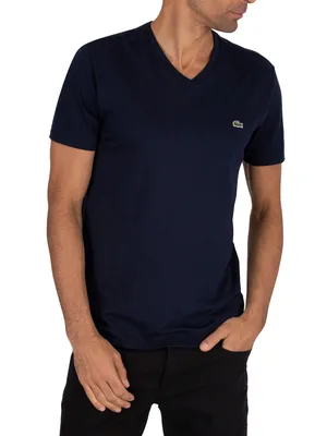 Produktbild von Lacoste Herren V-Ausschnitt T-Shirt, Blau L