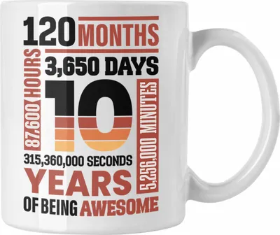 Produktbild von Trendation - 10. Geburtstag Tasse Geschenk Mädchen Jungs 10 Jahre Alt Geburtstagsgeschenk Idee (Weiß)