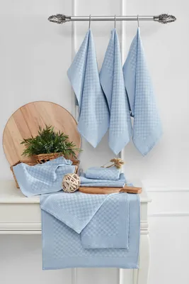 Produktbild von Hermia Concept, Lola - Light Blue, Küchenhandtuch-Set (10-teilig), 80 % BAUMWOLLE / 20 % POLYESTER, Hellblau, 40 x 60 cm