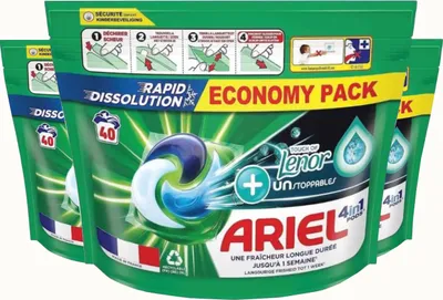 Produktbild von Ariel All-in-1-Waschmittelkapseln + Lenor Unstoppables, 3 x 40 Wäschen – Vorteilspaket