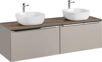 Productafbeelding van Onderkast voor wastafel, 4-delig, AKAN, 160 cm, taupe, inclusief wastafel