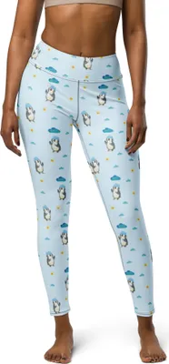 Produktbild von Mr. & Mrs. Panda Leggings Pinguin Duschen Größe L - Blau - Geschenk, Sporthose, Motivation, Yogaleggings, Singen, Duschkonzert, Dusche, Lebensmotto, Sportleggings, Damen