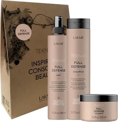Zdjęcie produktu dla Lakmé Teknia Full Defense Pack zestaw dla ochrony i blasku włosów 300 ml + 300 ml + 250 ml