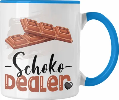 Produktbild von Trendation - Schoko Dealer Tasse Geschenk für Schokoladenverkäufer Geburtstag Spruch Geschenkidee (Blau)
