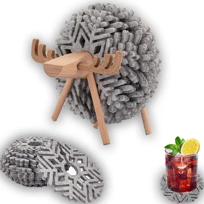 Image de Sous-verres en feutre - Ronds - Gris - Lavables